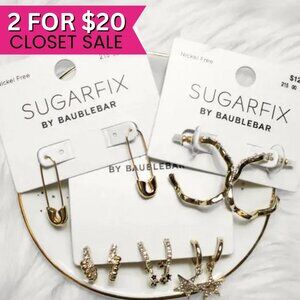 Baublebar Earrings Set 5 Pairs of Gold Hoops Huggies Safety Pin Star Earring Set